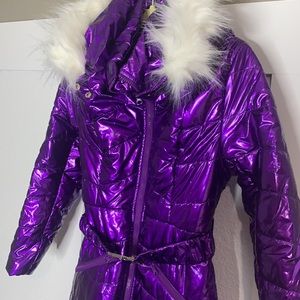 Women Winter Onesies Ski Suit Fur Collar coat Ski Jumpsuit Snowsuit size small